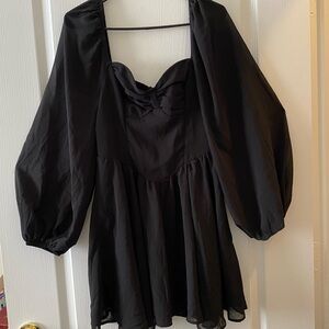 SHEIN Black Dress Top with Label Detail